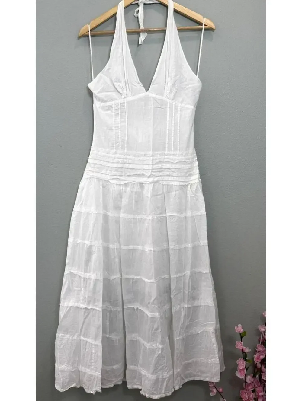 A-list by Wrapper 100% Cotton White Halter Summer Dress - Women's small - Picture 2 of 8
